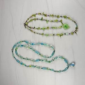 Two Hand beaded glass bead necklaces